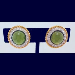 Joan Rivers Vintage Classic Collection Gold Tone Clip On Multi Gem Earrings